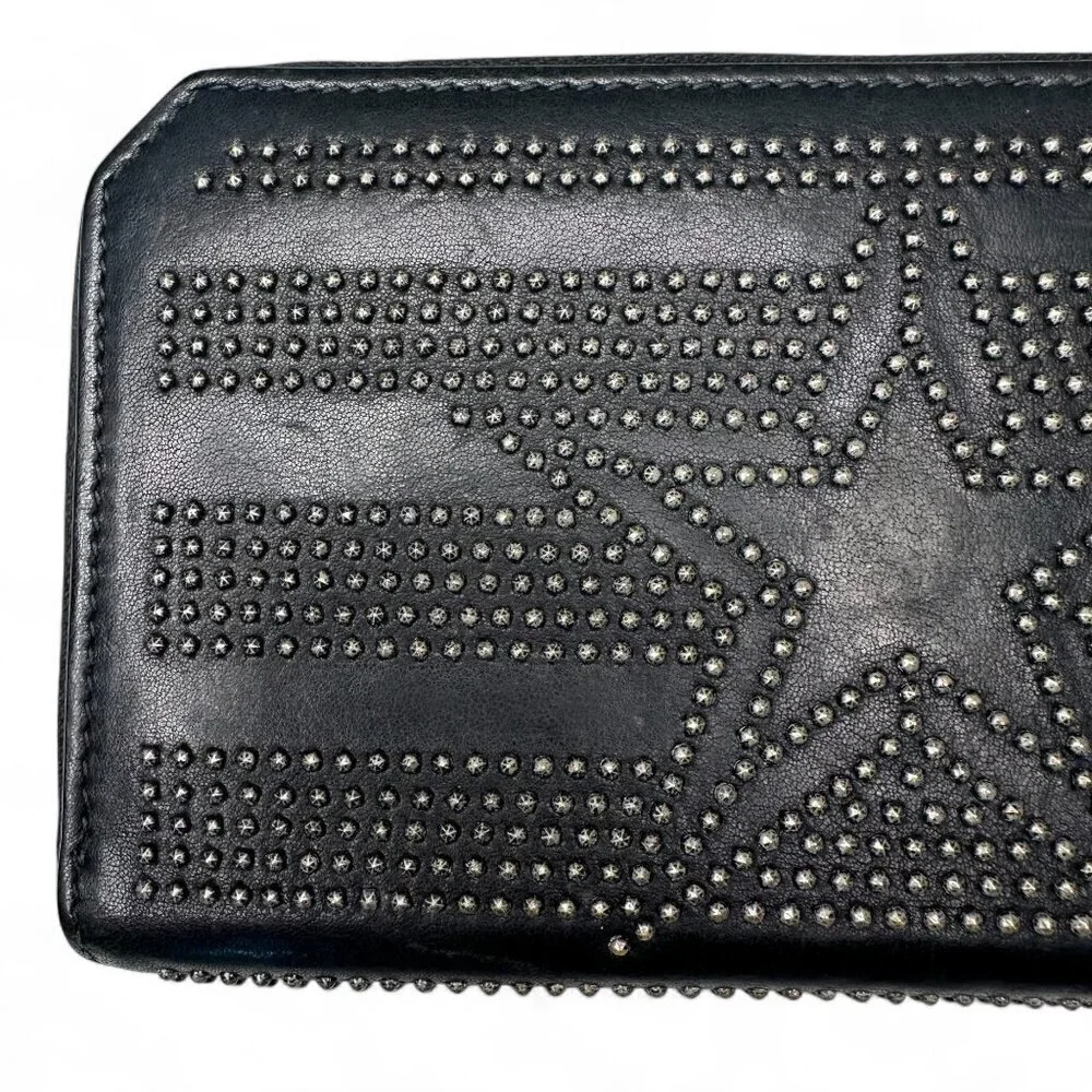 Women's Jimmy Choo Black Leather Wallet - Star Patterned Mini Studs